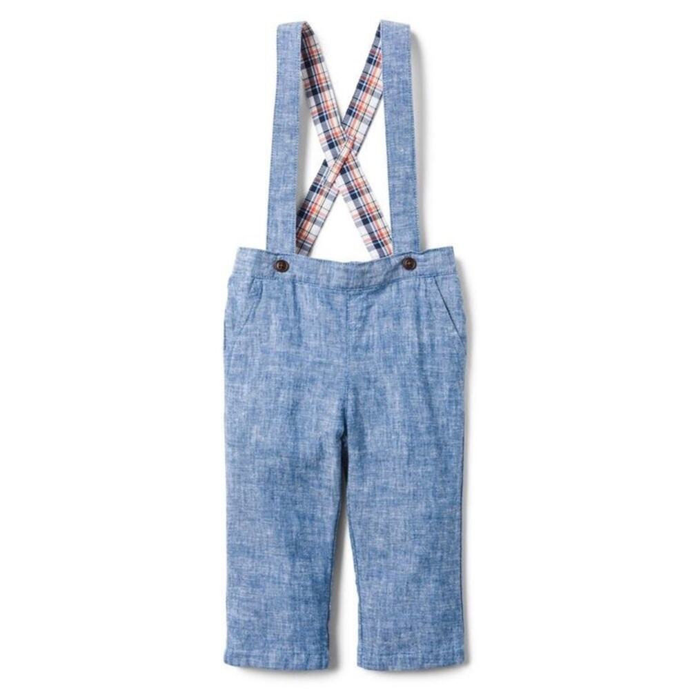 Janie and Jack Chambray Suspender Pant, 3-6M - NWT